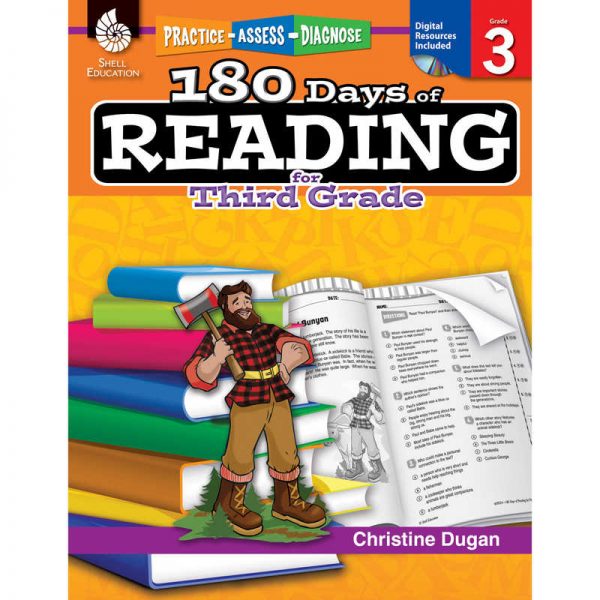 Shell Education 180 Days of Reading Book for Third Grade
