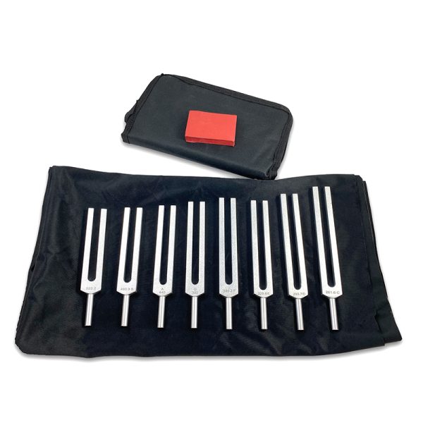 Supertek Music Tuning Fork Set, Set of 8 with Activator and Case
