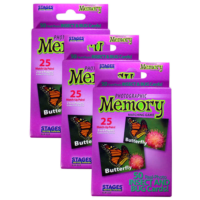 Stages Learning Materials Photographic Memory Matching Game, Insects & Bugs, Pack of 3