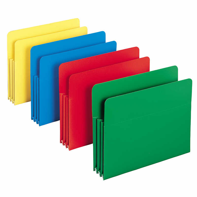 Smead® Poly File Pocket, Straight-Cut Tab, 3-1/2" Expansion, Letter Size, Assorted Colors, Box of 4