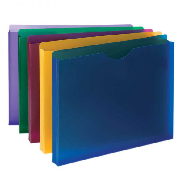Smead® Poly File Jacket, Straight-Cut Tab, 1" Expansion, Letter Size, Assorted Colors, 10 Per Pack