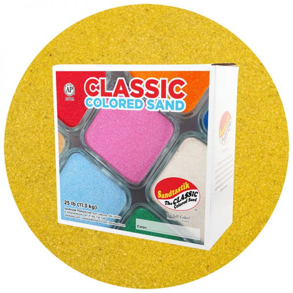 Sandtastik® Classic Colored Sand, Yellow, 25 lb (11.3 kg) Box