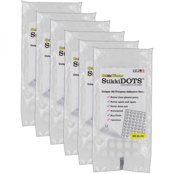 StikkiWorks StikkiDOTS® Reusable Adhesive, 50 Per Pack, 6 Packs
