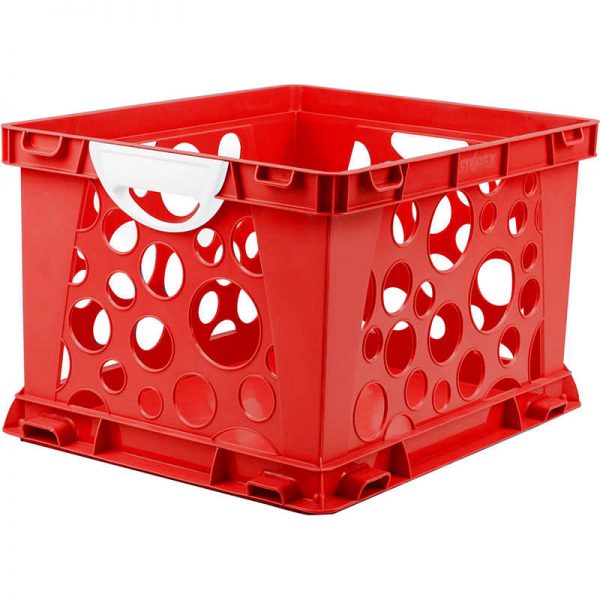 Storex Premium File Crate with Handles, Classroom Red