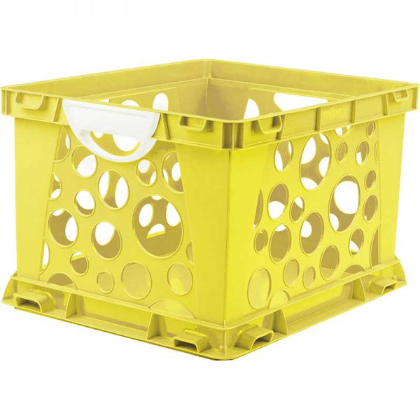 Storex Premium File Crate with Handles, Classroom Yellow