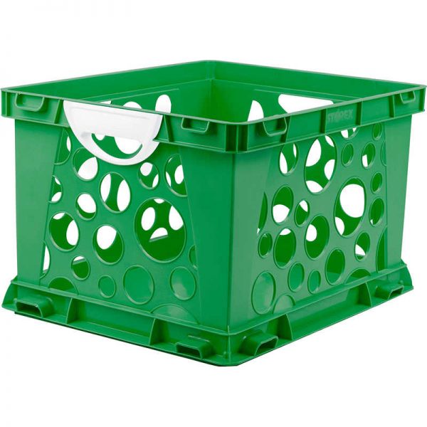Storex Premium File Crate with Handles, Classroom Green