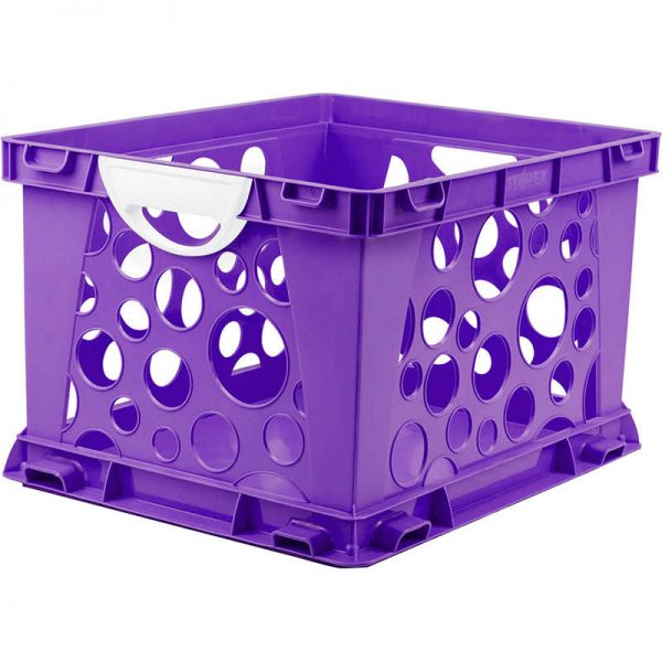 Storex Premium File Crate with Handles, Classroom Purple
