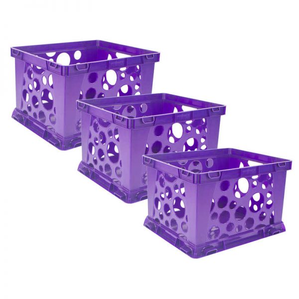 STOREX Mini Crate, School Purple, Pack of 3