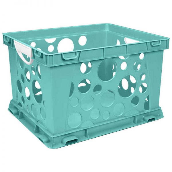 Storex Premium File Crate with Handles, Classroom Teal