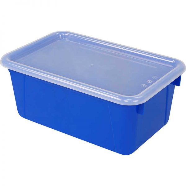 Storex Small Cubby Bin with Cover, Classroom Blue