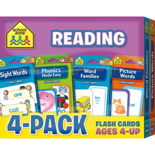 School Zone Publishing Reading Flash Card, 4-Pack