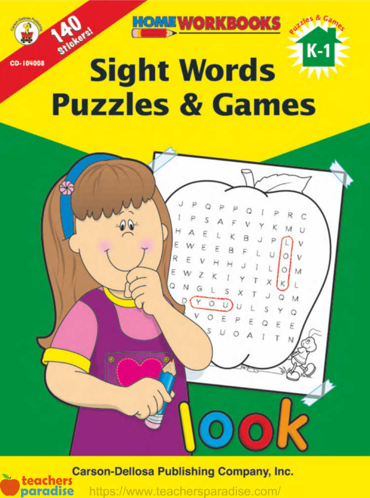 Sight Words Puzzles And Games For Grades K 1 By Carson Dellosa Cd 104008 Teachersparadise 