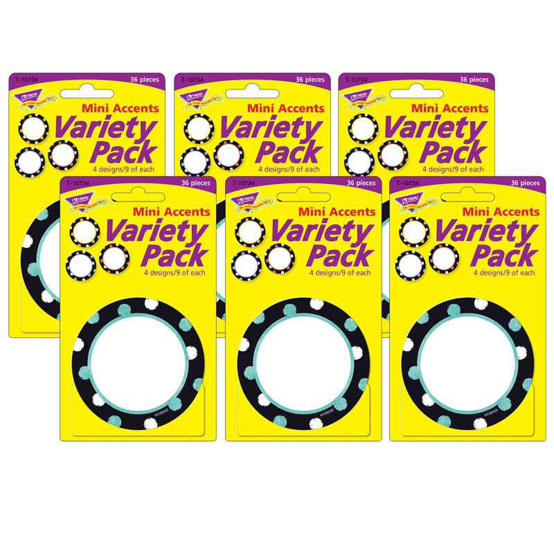 TREND I ♥ Metal Dot Circles Mini Accents Variety Pack, 36 Per Pack, 6 Packs