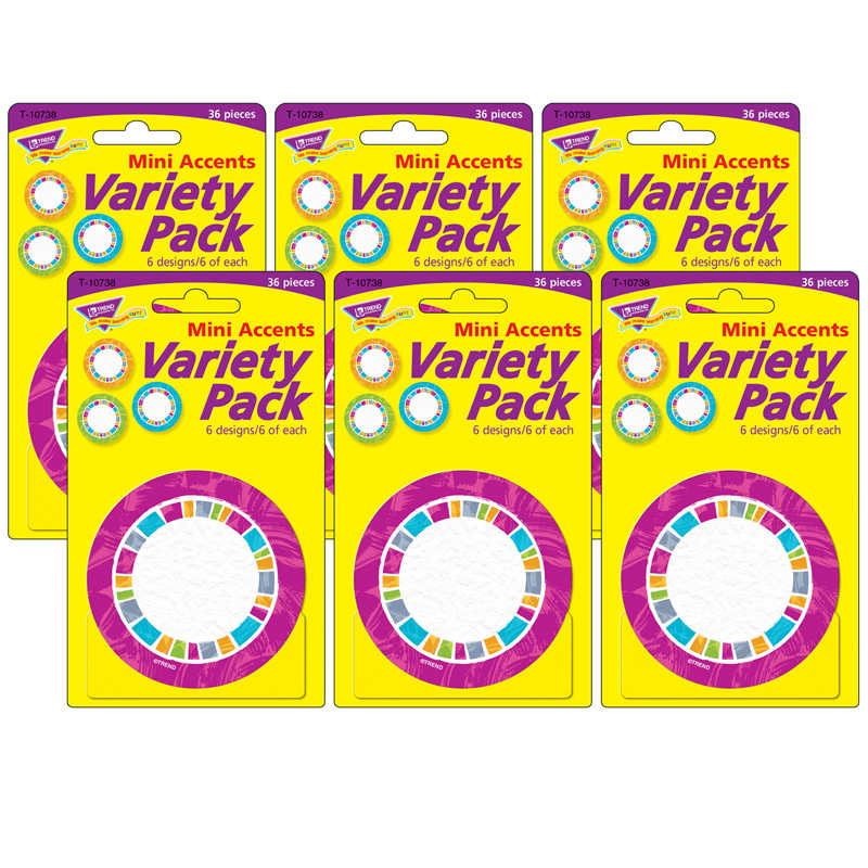 TREND Color Harmony Circles Mini Accents Variety Pack, 36 Per Pack, 6 Packs