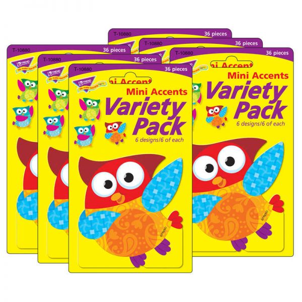 TREND Owl-Stars!® Mini Accents Variety Pack, 36 Per Pack, 6 Packs