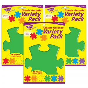 TREND Puzzle Pieces Classic Accents® Variety Pack, 36 Per Pack, 6 Packs