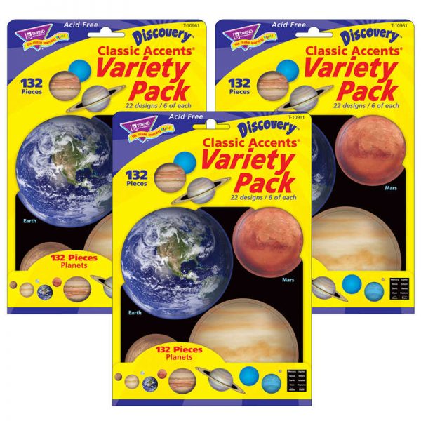 TREND Planets Classic Accents® Variety Pack, 132 Pieces Per Pack, 3 Packs