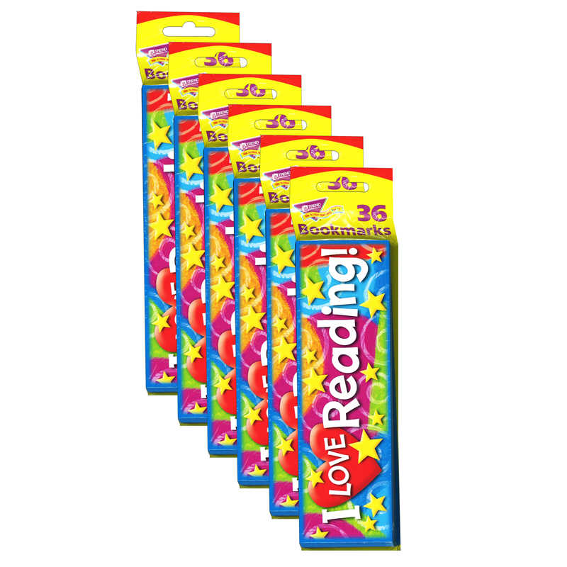 TREND I LOVE Reading Stars 'n Swirls Bookmarks, 36 Per Pack, 6 Packs