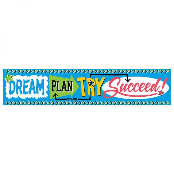 TREND Dream. Plan. Try. Bold Strokes Quotable Expressions® Banner, 5 ft