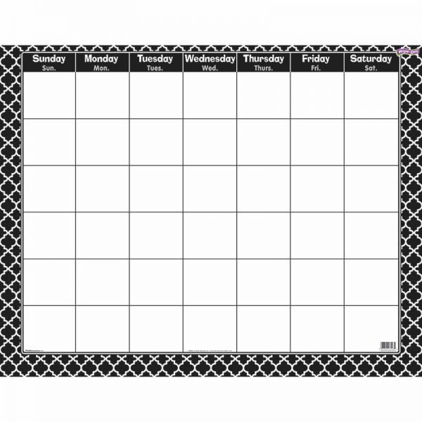 TREND Moroccan Black Wipe-Off® Calendar, Monthly