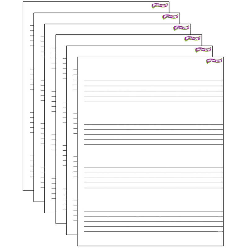 TREND Music Staff Paper Wipe-Off® Chart, 17" x 22", Pack of 6