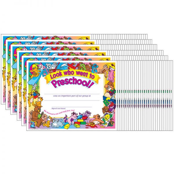 TREND Look who went to Preschool! Certificate, 30 Per Pack, 6 Packs