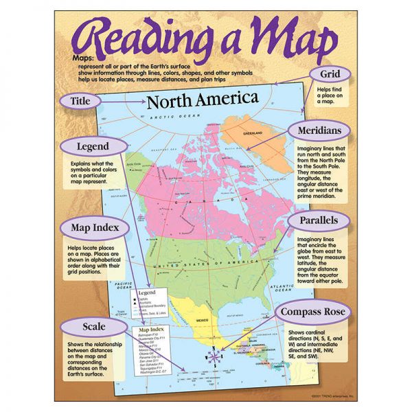 TREND Reading a Map Learning Chart, 17" x 22"