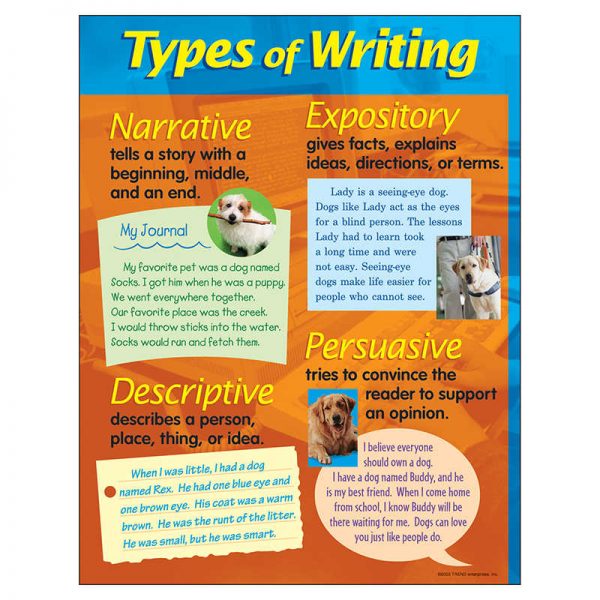 TREND Types of Writing Learning Chart, 17" x 22"