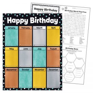 TREND Birthday I ♥ Metal™ Learning Chart, 17" x 22"