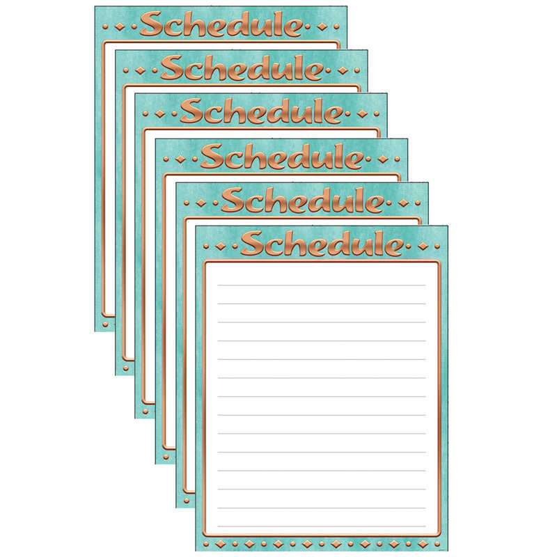 TREND Schedule I Heart Metal™ Learning Chart, 17" x 22", Pack of 6