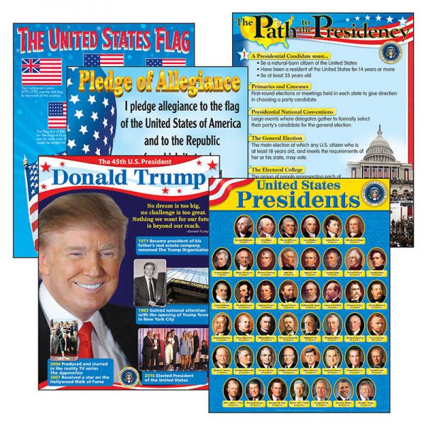 TREND U.S. Presidents Learning Charts Combo Pack, Set of 5