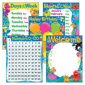 TREND enterprises, Inc. Classroom Basics Sea Buddies™ Learning Charts Combo Pack, Set of 5