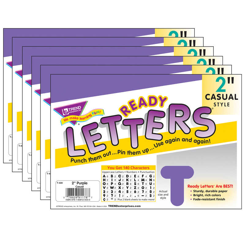 TREND Purple 2" Casual Uppercase Ready Letters®, 6 Packs