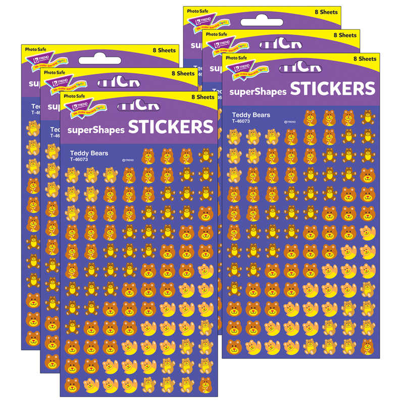 TREND Teddy Bears superShapes Stickers, 800 Per Pack, 6 Packs