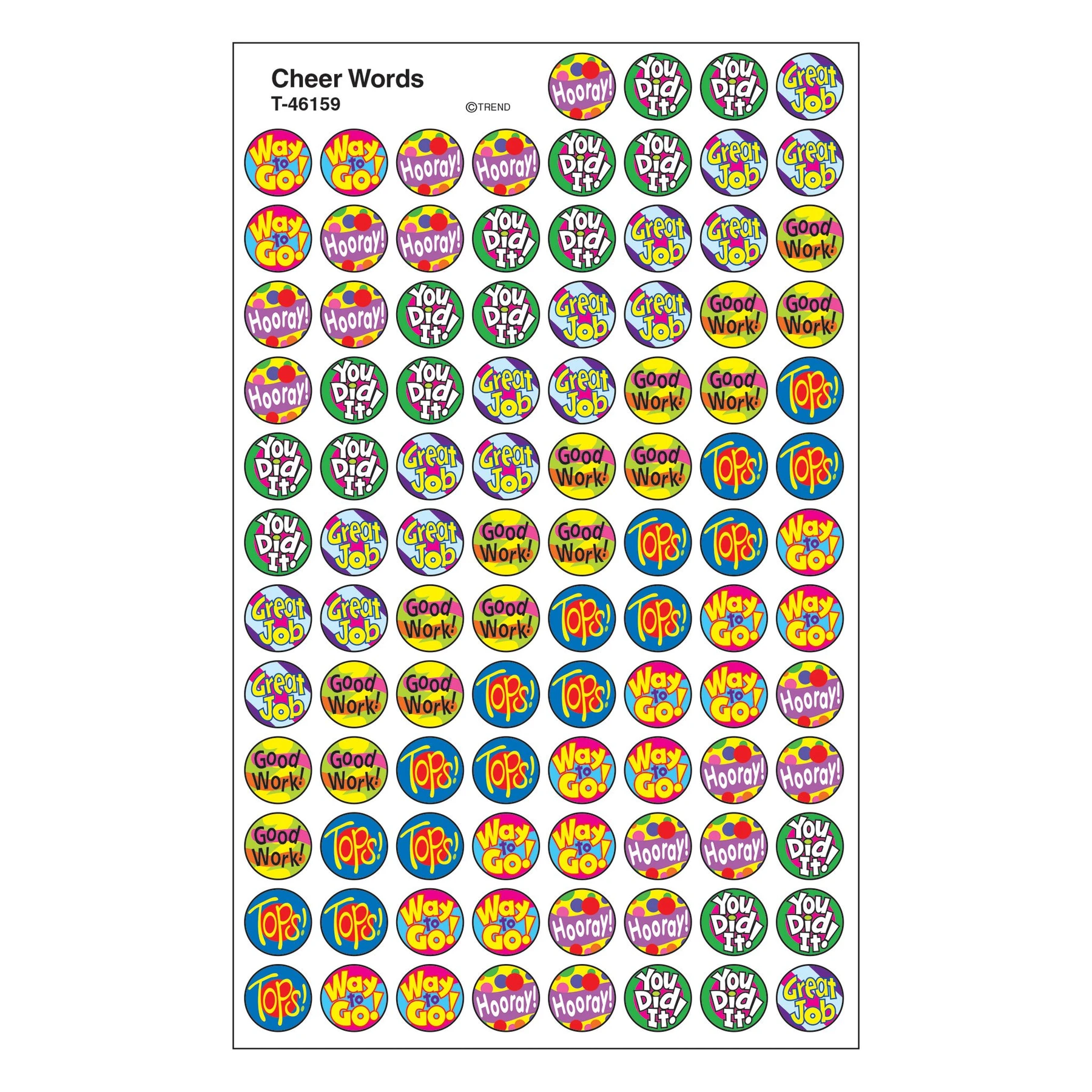 TREND enterprises, Inc. Cheer Words superSpots® Stickers, 800 Per Pack, 6 Packs
