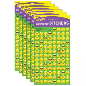 TREND Emoji Cheer superSpots® Stickers, 800 Per Pack, 6 Packs