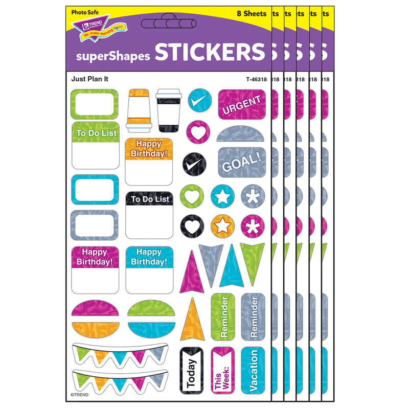 TREND Color Harmony Just Plan It superShapes Stickers - Large, 304 Per Pack, 6 Packs