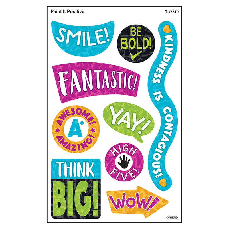 TREND Color Harmony Paint It Positive superShapes Stickers - Large, 72 Count