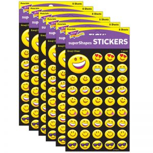 TREND Emoji Cheer superShapes Stickers-Large, 336 Per Pack, 6 Packs