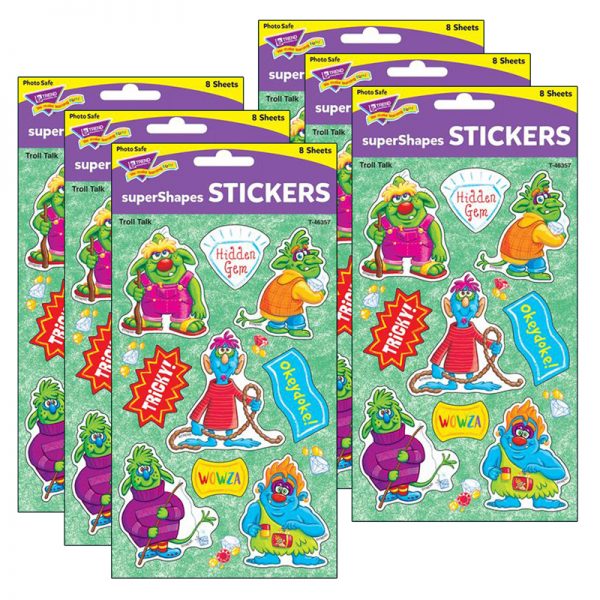 TREND Troll Talk Large superShapes Stickers, 72 Per Pack, 6 Packs