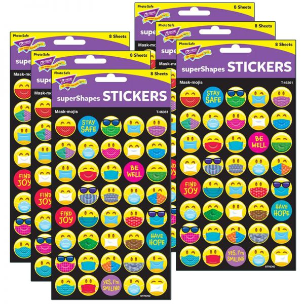 TREND Mask-mojis Large superShapes Stickers, 320 Per Pack, 6 Packs