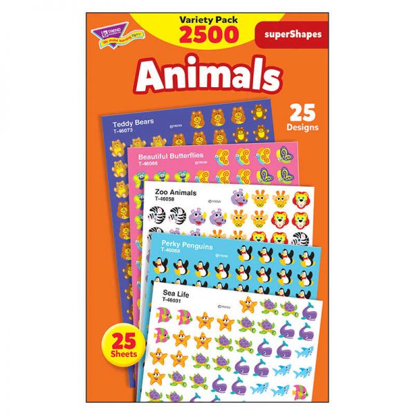 TREND Animals superShapes Stickers Variety Pack, 2500 ct