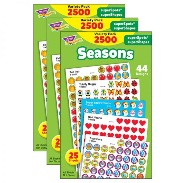 TREND Seasons superSpots®/superShapes Variety Pack, 2500 Per Pack, 3 Packs