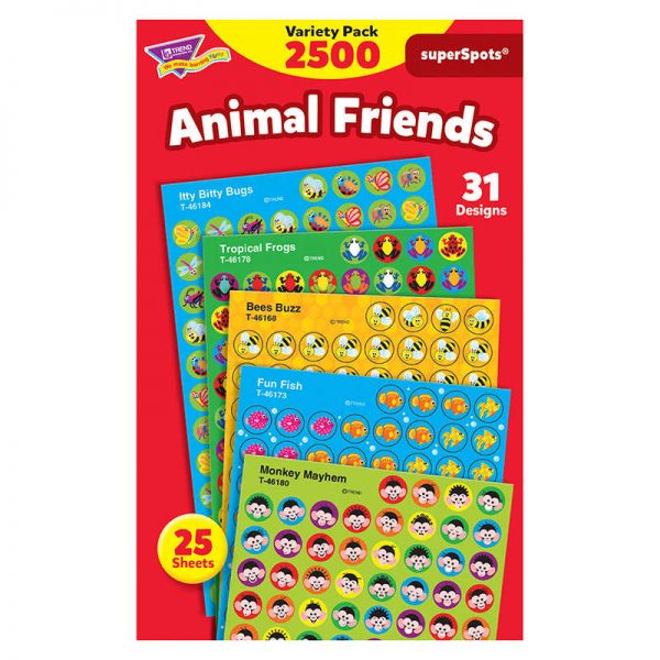 TREND Animal Friends superSpots® Stickers Variety Pack, 2500 ct