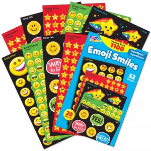 TREND Emoji Smiles superSpots®/superShapes Stickers Variety Pack , 1100 Per Pack, 3 Packs