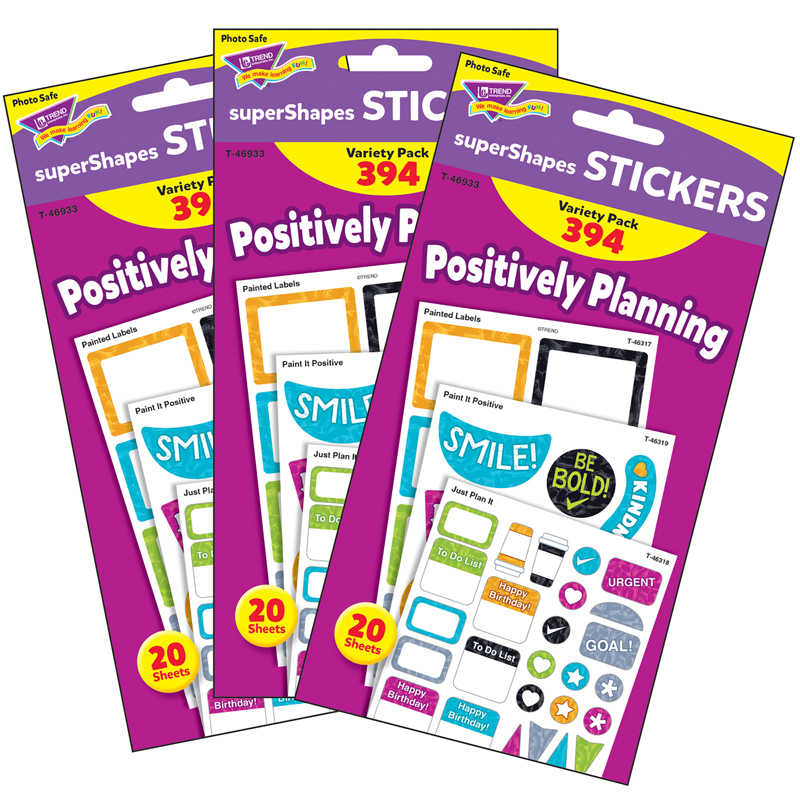 TREND Color Harmony Positively Planning superShapes Stickers - Large, 394 Per Pack, 3 Packs