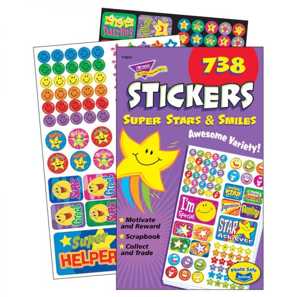 TREND Super Stars & Smiles Sticker Pad, 738 ct