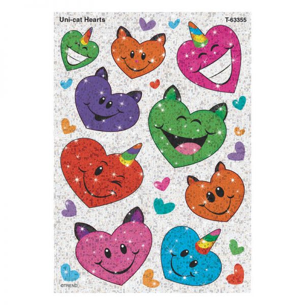 TREND Uni-cat Hearts Sparkle Stickers®, 18 Count