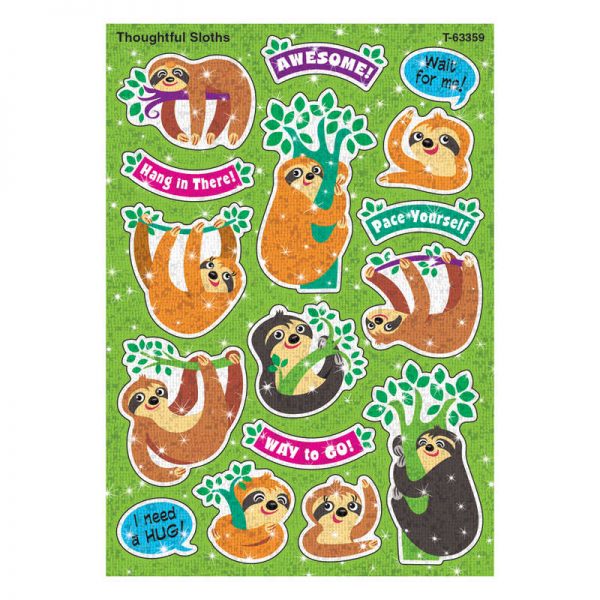 TREND Thoughtful Sloths Sparkle Stickers®, 32 Count