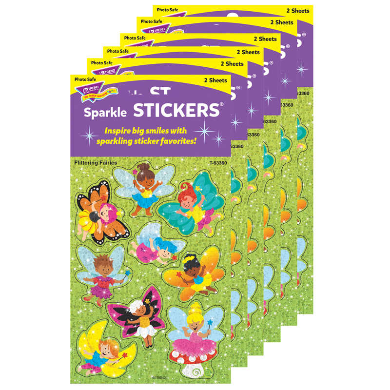 TREND Flittering Fairies Sparkle Stickers®, 18 Per Pack, 6 Packs